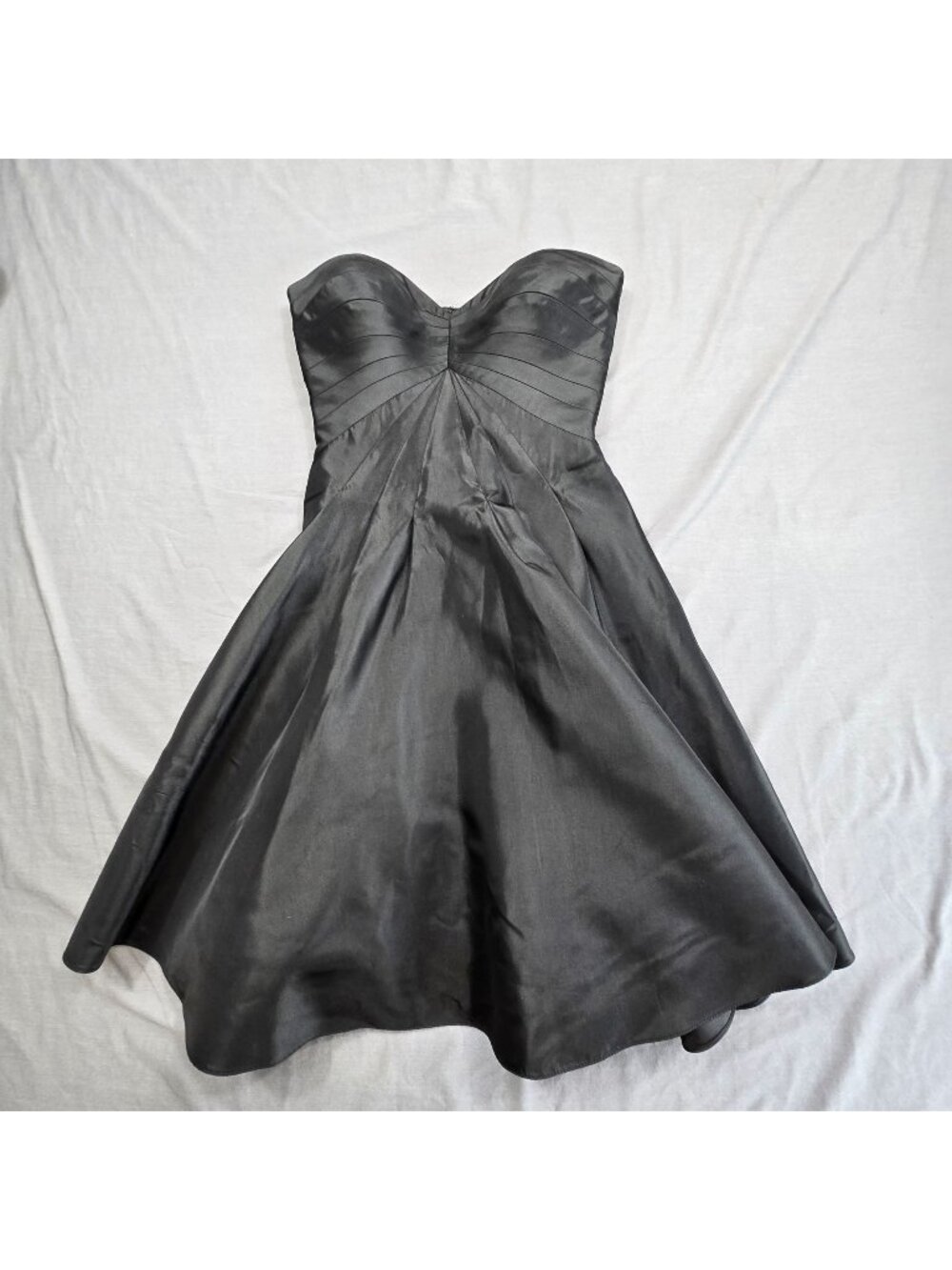 Niteline Size 2 Mini Dress Black Pleated Strapless Satin
